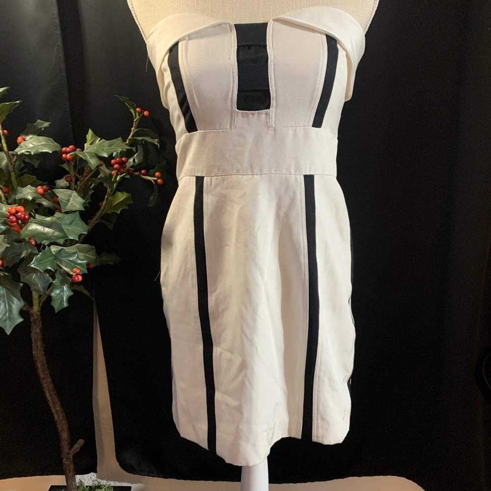 Foley & Corinna White Black Trim S Dress